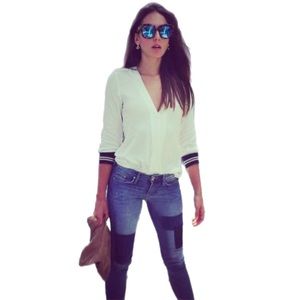 STUDIO F, V Neck White Blouse